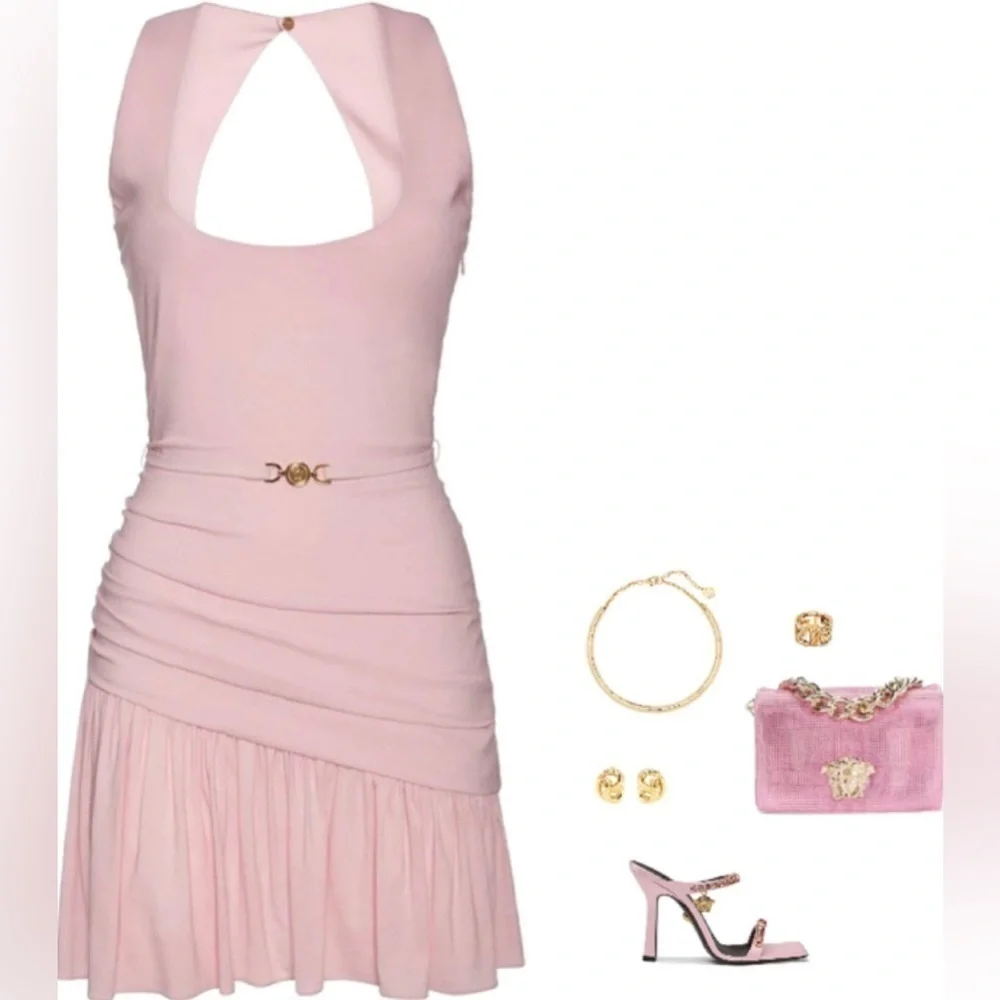Versace Medusa cocktail mini dress in pink FW2023 NWT